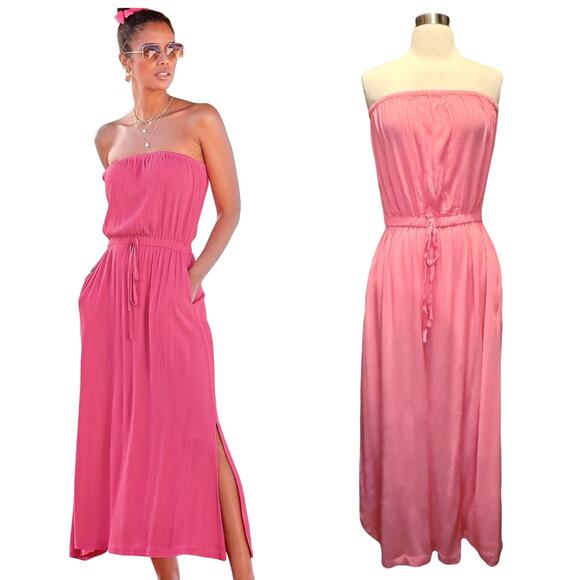 VICTORIA'S SECRET LASCANA Strapless Maxi Dress Beach CoverUp Elastic Waist 8 NWT - Picture 11 of 11